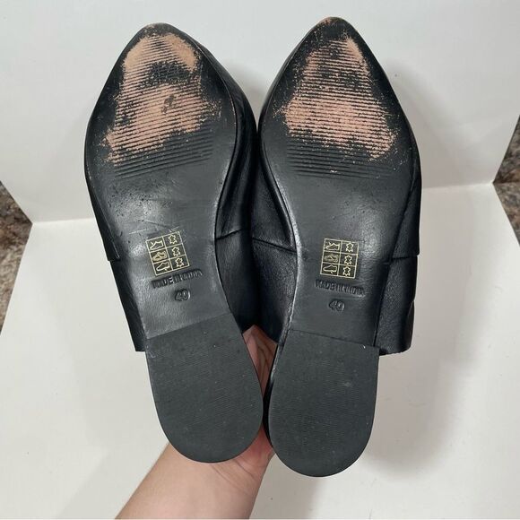 Free People Black Leather Slide On Pointed Toe Flats - Picture 7 of 9